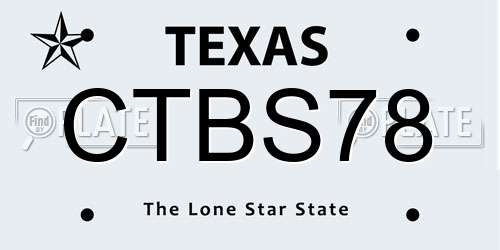 CTBS78 Texas License Plate