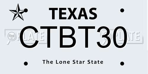 CTBT30 Texas License Plate