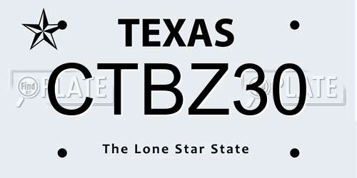 CTBZ30 Texas License Plate