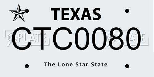 CTC0080 Texas License Plate
