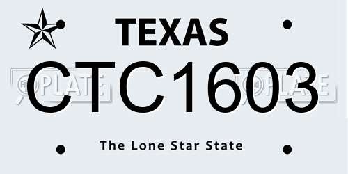 CTC1603 Texas License Plate