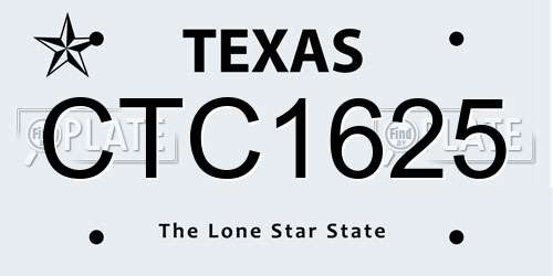 CTC1625 Texas License Plate