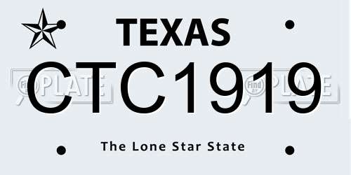 CTC1919 Texas License Plate