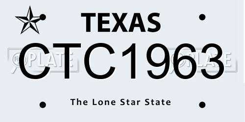 CTC1963 Texas License Plate