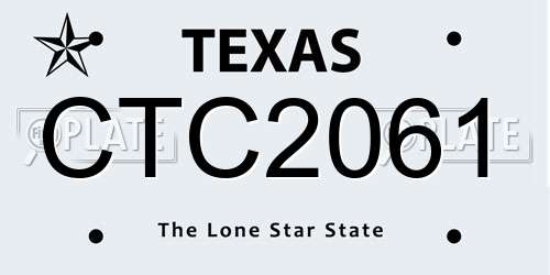 CTC2061 Texas License Plate