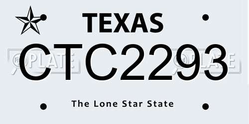 CTC2293 Texas License Plate