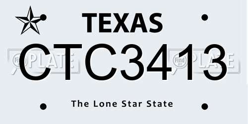 CTC3413 Texas License Plate