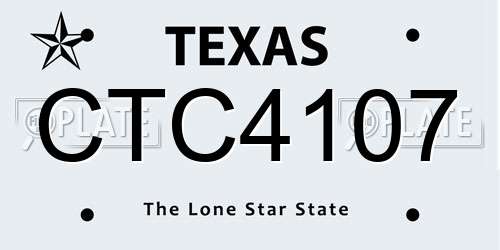 CTC4107 Texas License Plate