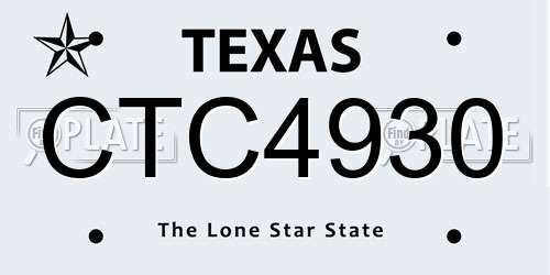 CTC4930 Texas License Plate