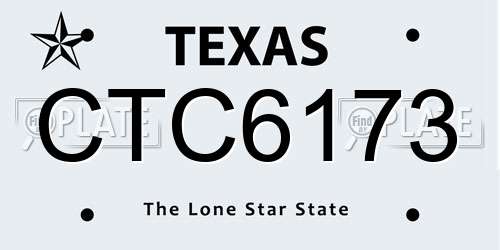 CTC6173 Texas License Plate