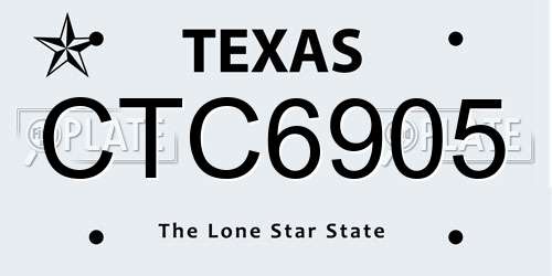 CTC6905 Texas License Plate