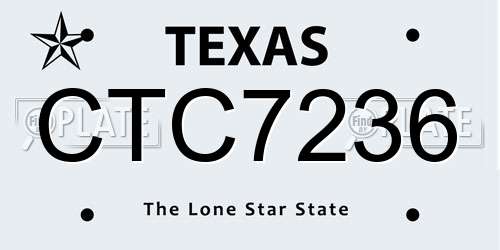 CTC7236 Texas License Plate