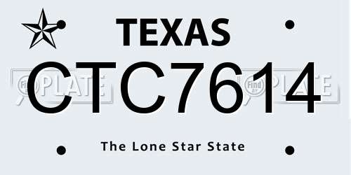CTC7614 Texas License Plate