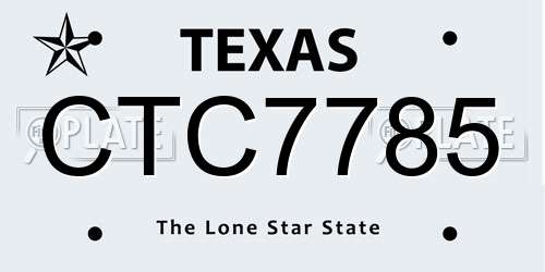 CTC7785 Texas License Plate