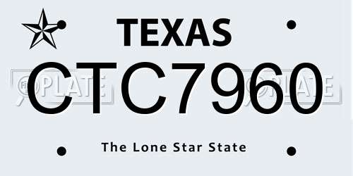 CTC7960 Texas License Plate