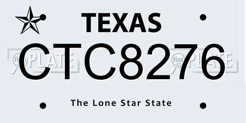 CTC8276 Texas License Plate