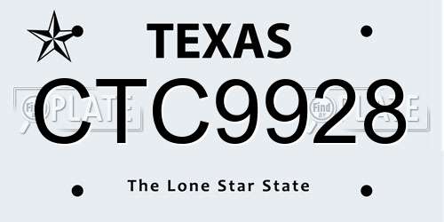 CTC9928 Texas License Plate