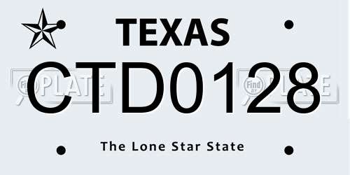 CTD0128 Texas License Plate