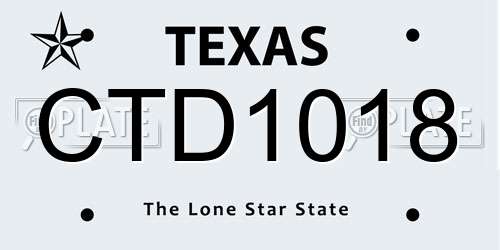 CTD1018 Texas License Plate