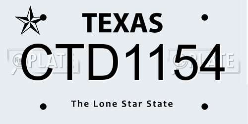 CTD1154 Texas License Plate