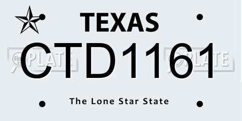 CTD1161 Texas License Plate