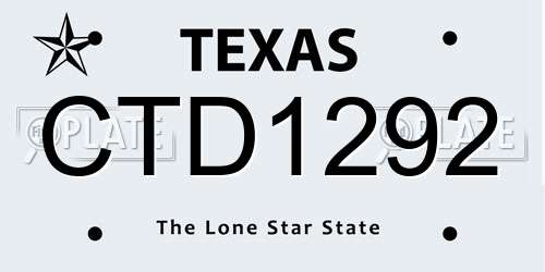CTD1292 Texas License Plate