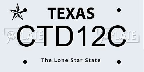 CTD12C Texas License Plate
