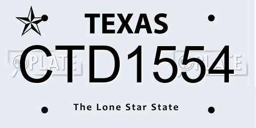 CTD1554 Texas License Plate