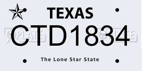 CTD1834 Texas License Plate