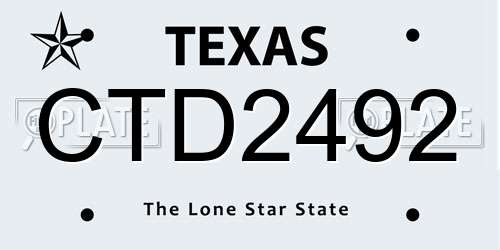CTD2492 Texas License Plate