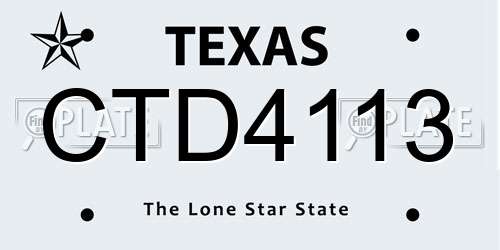CTD4113 Texas License Plate