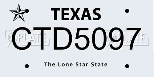 CTD5097 Texas License Plate