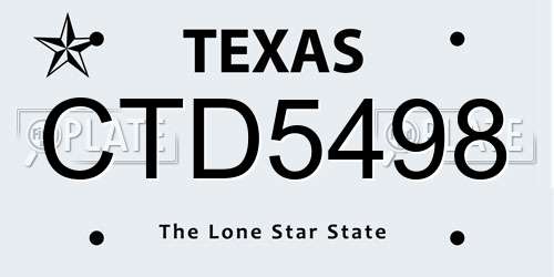 CTD5498 Texas License Plate