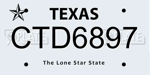 CTD6897 Texas License Plate
