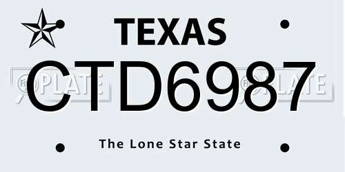 CTD6987 Texas License Plate