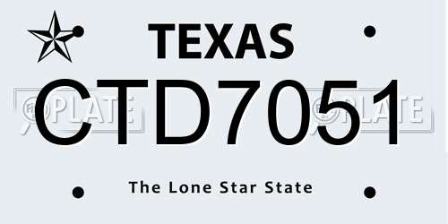 CTD7051 Texas License Plate