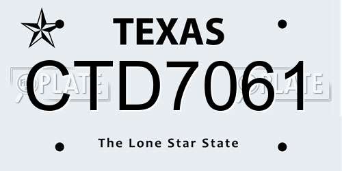 CTD7061 Texas License Plate