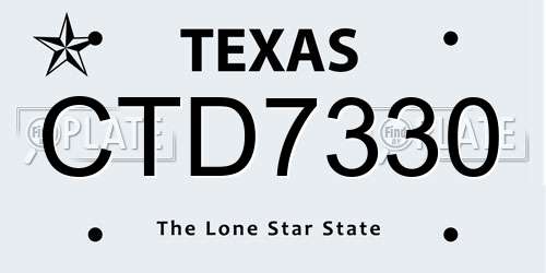CTD7330 Texas License Plate