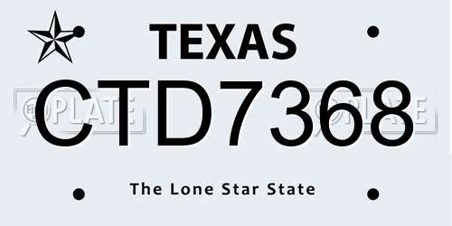 CTD7368 Texas License Plate
