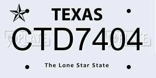 CTD7404 Texas License Plate