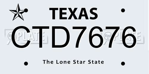 CTD7676 Texas License Plate