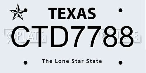 CTD7788 Texas License Plate