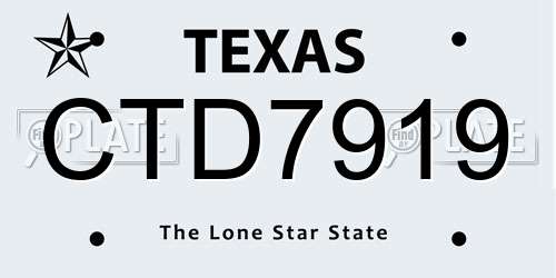 CTD7919 Texas License Plate