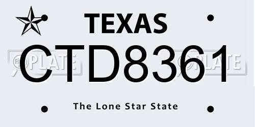 CTD8361 Texas License Plate