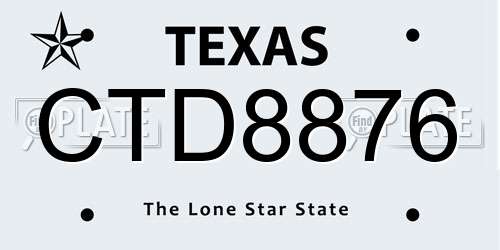 CTD8876 Texas License Plate