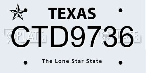 CTD9736 Texas License Plate