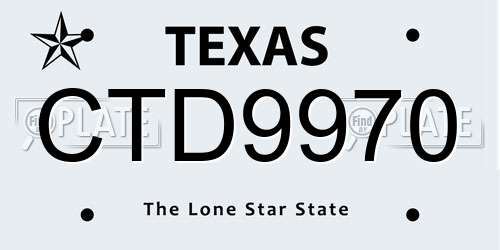 CTD9970 Texas License Plate