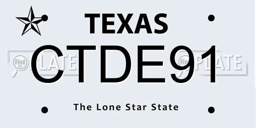 CTDE91 Texas License Plate