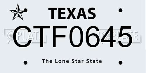 CTF0645 Texas License Plate