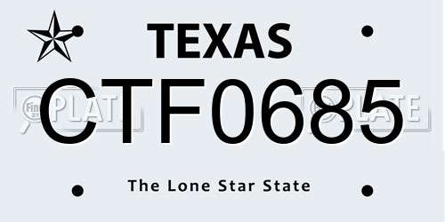 CTF0685 Texas License Plate